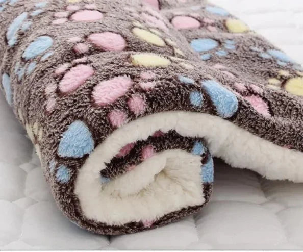 Warm Cat Blanket - SnuggleSoft-Brown & Footprints-S-The Livary