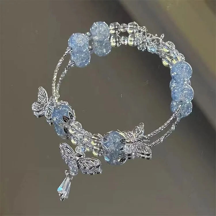 Heavenly Blue Butterfly Bracelet with Floral Pattern - Lilac-The Livary