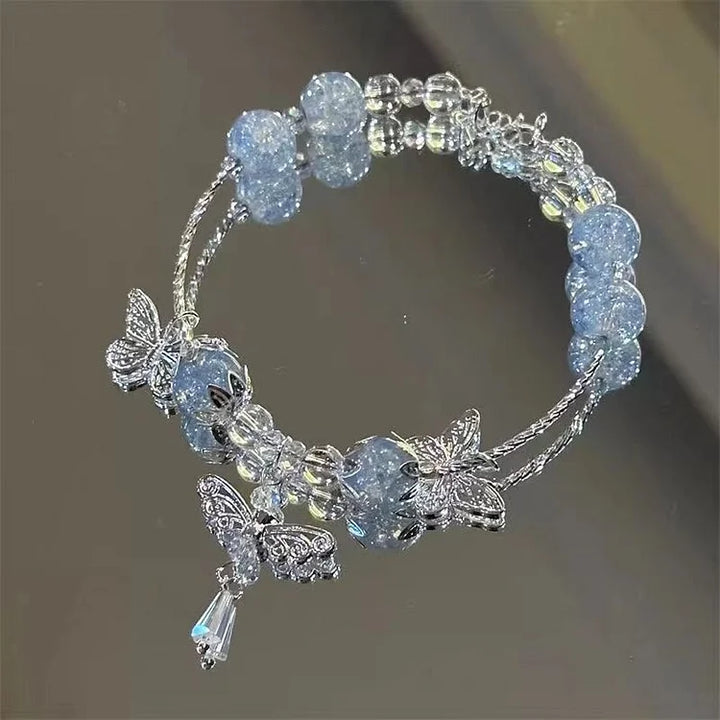 Heavenly Blue Butterfly Bracelet with Floral Pattern - Lilac-The Livary