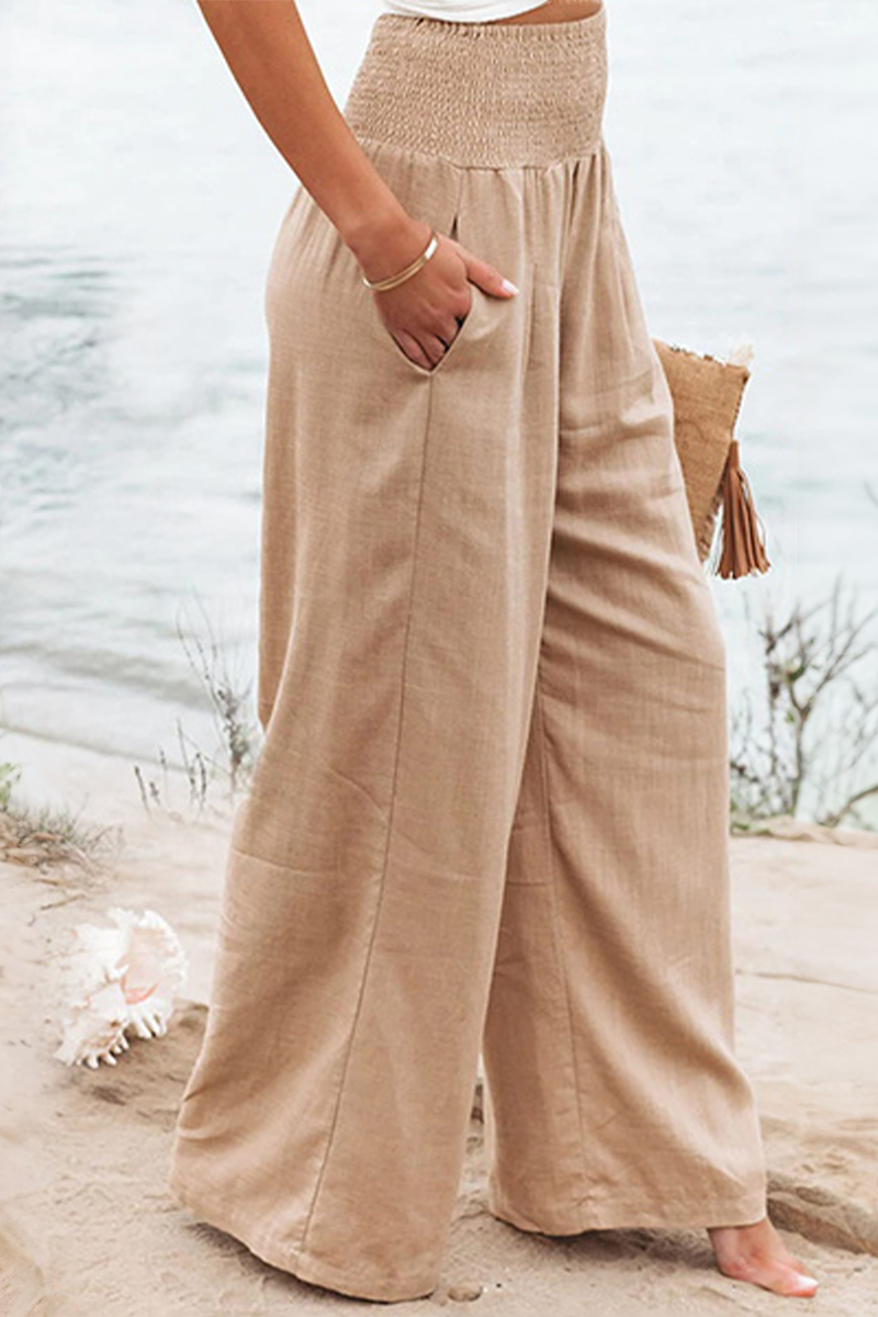Elegant Palazzo Pants with Boho Flair – Yasmin-Beige-S-The Livary