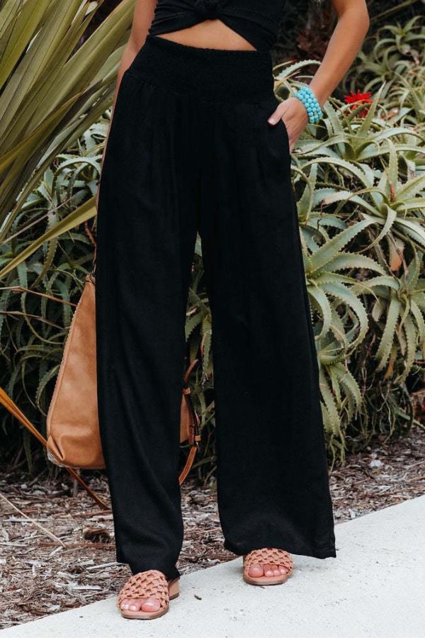 Elegant Palazzo Pants with Boho Flair – Yasmin-Black-S-The Livary