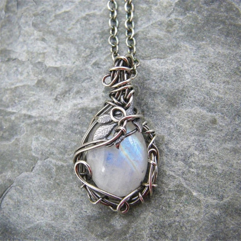 Retro Moonstone Necklace - Selene-The Livary
