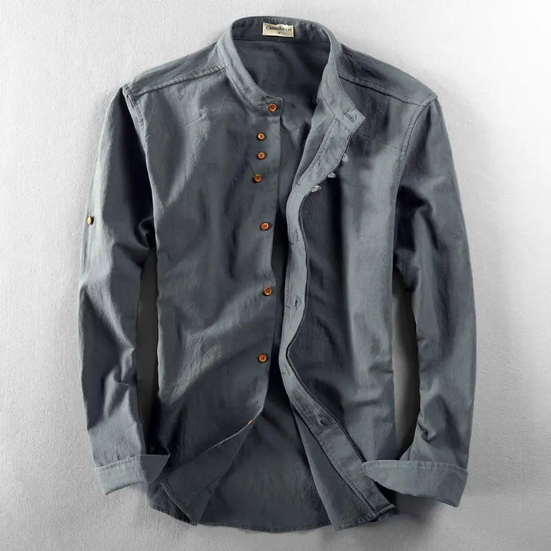 Stylish men's casual shirt with button placket – Benno-Dark grey-S-The Livary