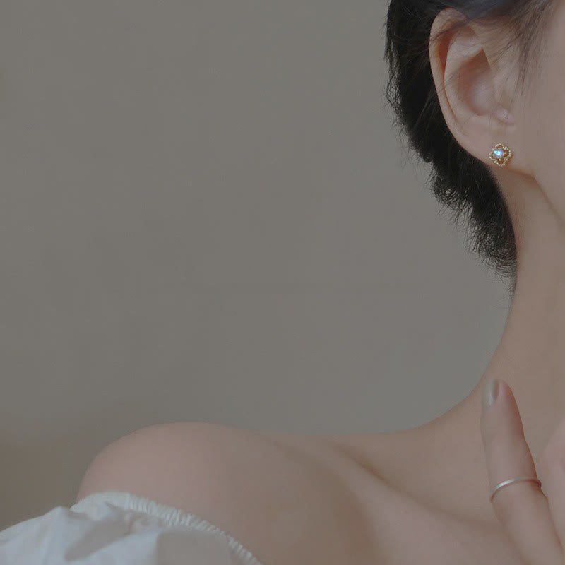 Delicate Vintage Earrings with Opal - Seraphina-Gold-The Livary