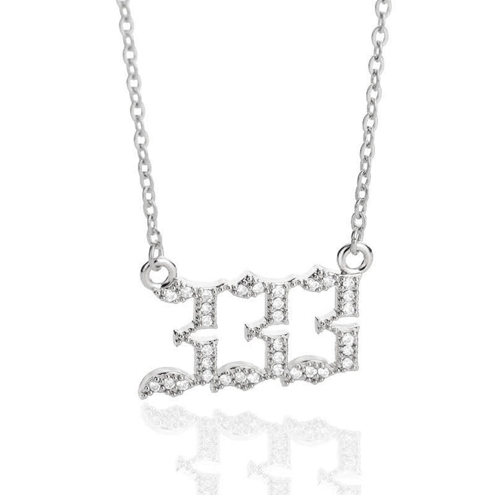 Zirconia Angel Numbers Necklace - Seraphina-Silver-333-The Livary