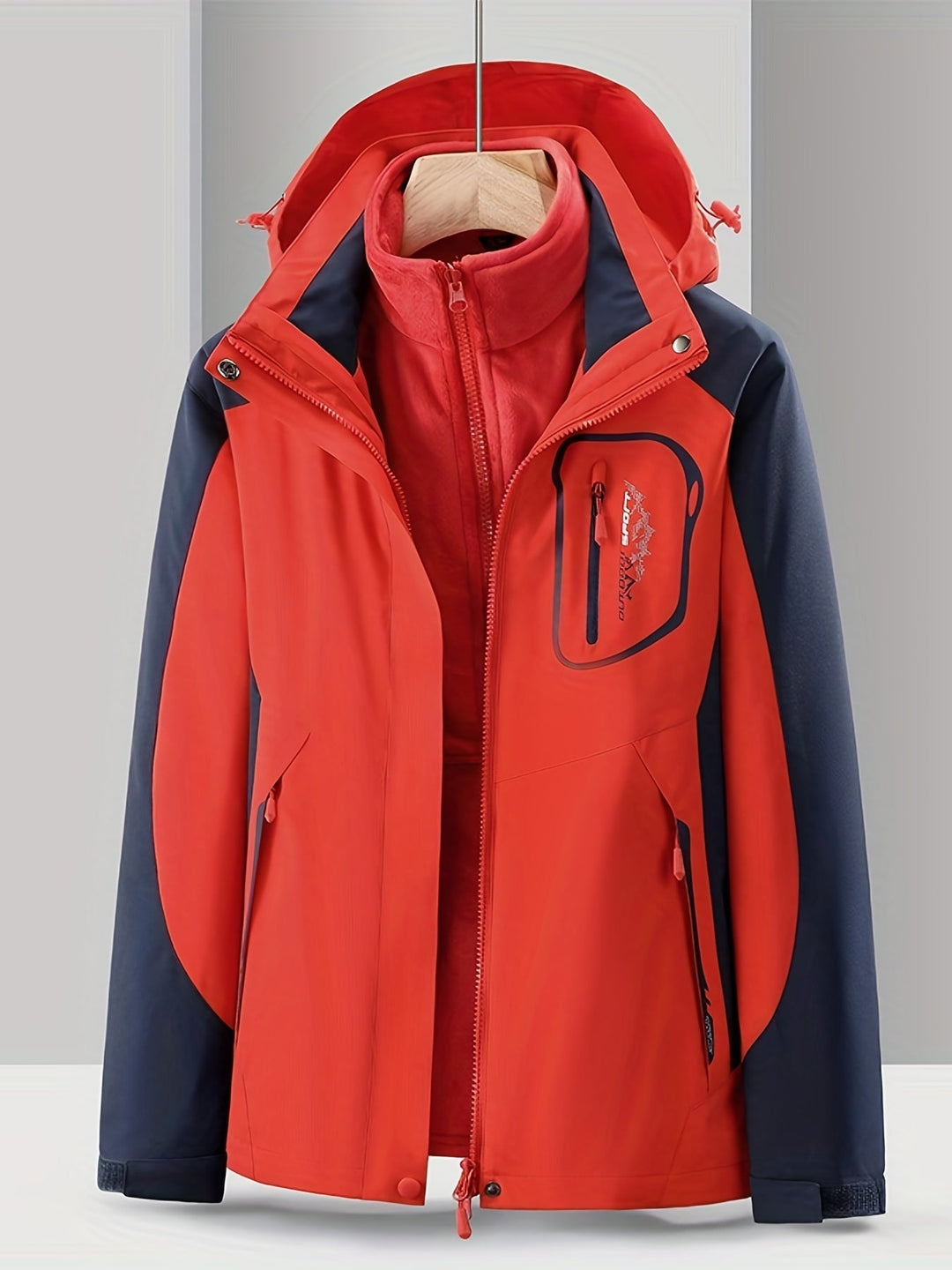 3-in-1 Waterproof Jacket - Nora-Red-XS-The Livary