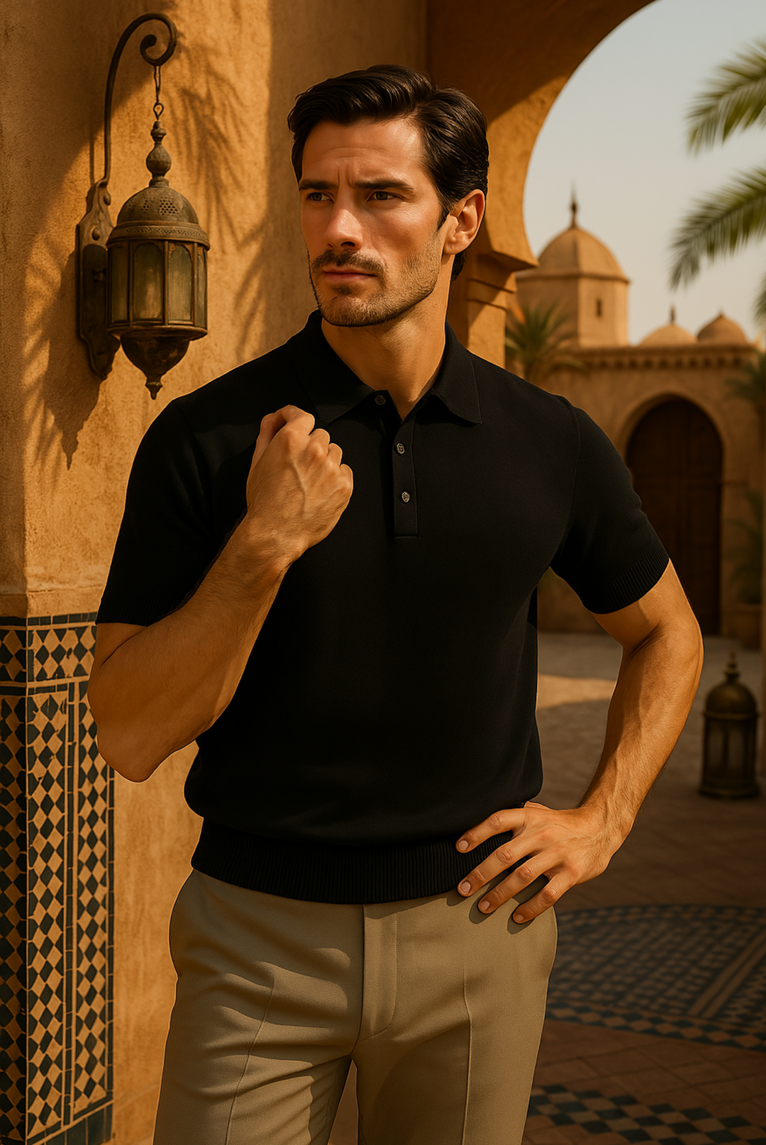 Stylish men's polo made of cashmere-merino wool – Taren-S-The Livary