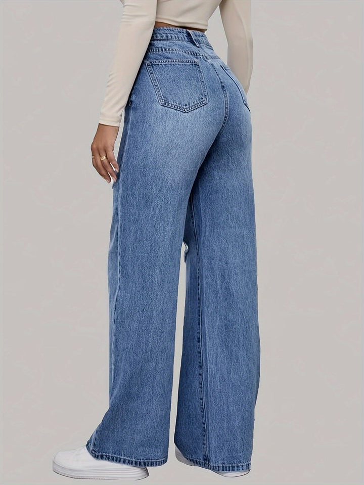 Ladies Jeans with Hearts and Graffiti Print - Lotte-XS-Medium Blue-The Livary
