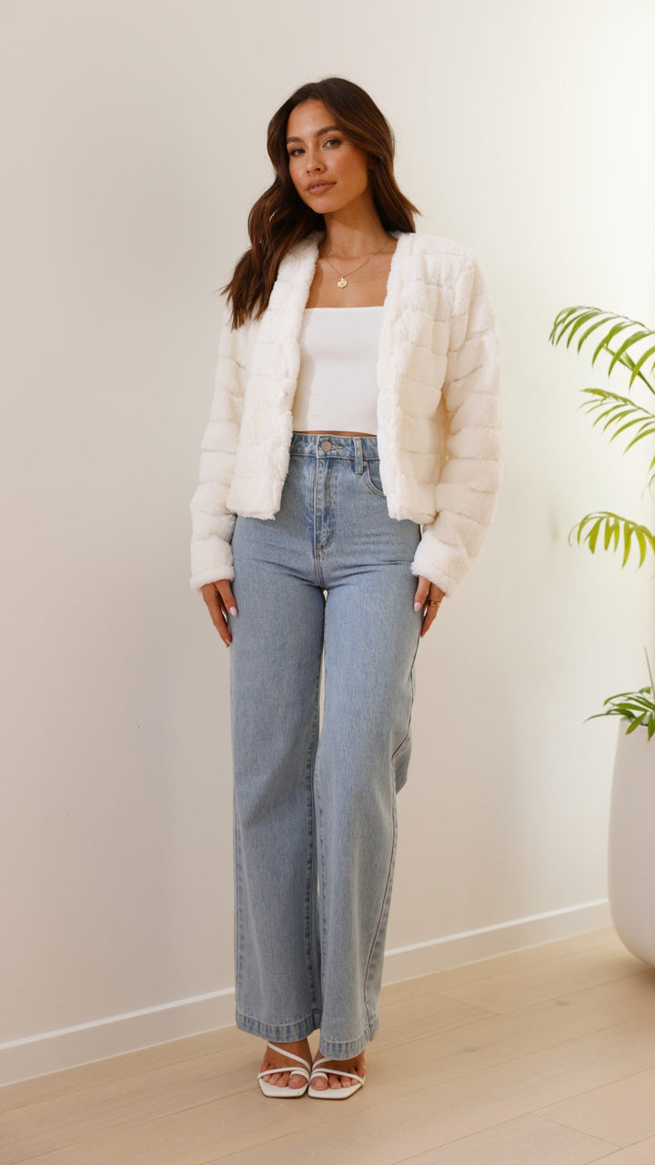 Luxury Ladies Crop Jacket - Veloura-White-XS-The Livary