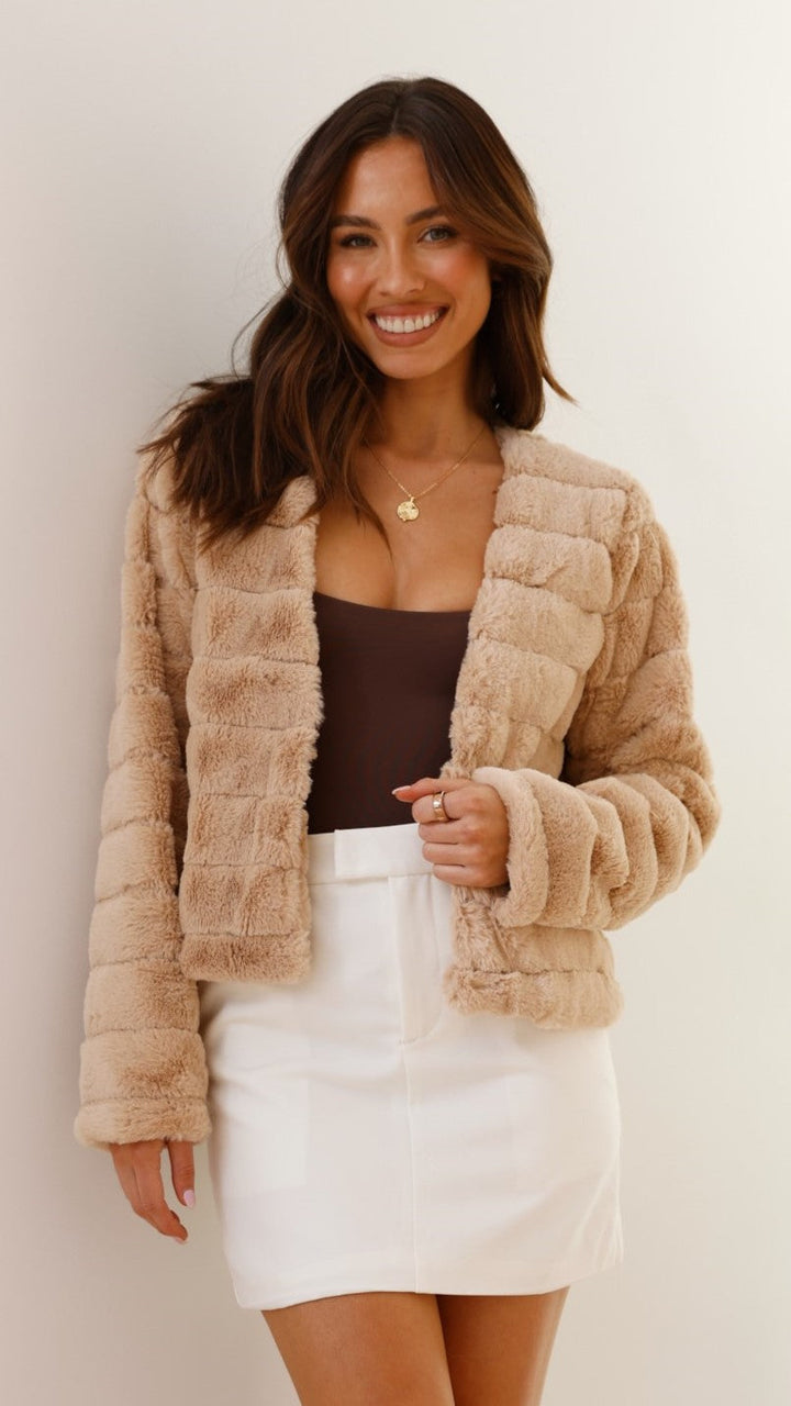 Luxury Ladies Crop Jacket - Veloura-Brown-XS-The Livary