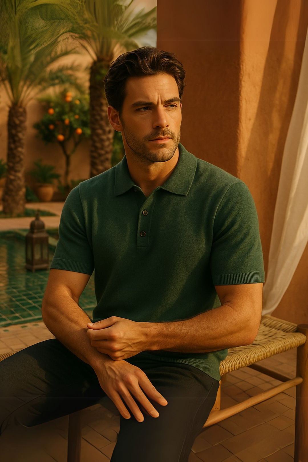 Stylish men's polo made from cashmere-merino wool – Eliano-S-The Livary
