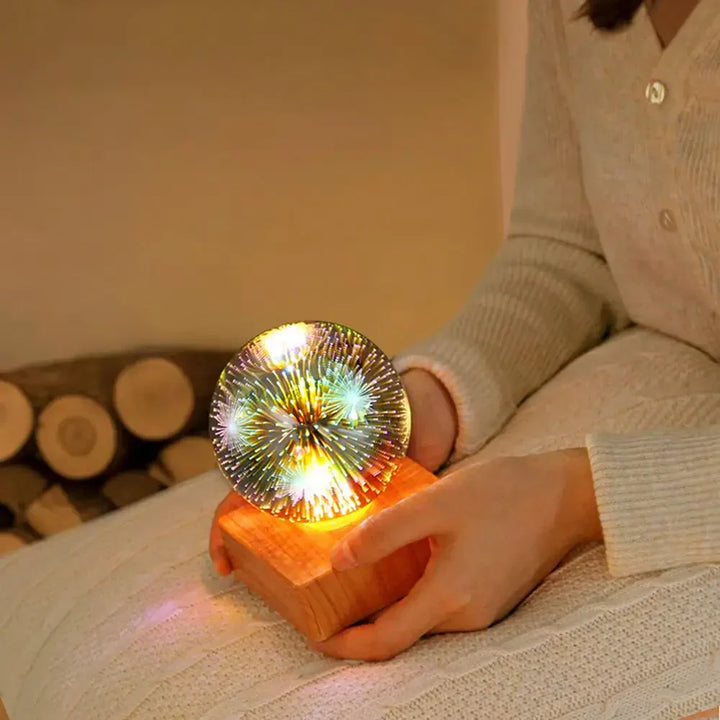 Crystal Ball Lamp with 3D Firework Effect - StarburstGlow-Starry sky-The Livary