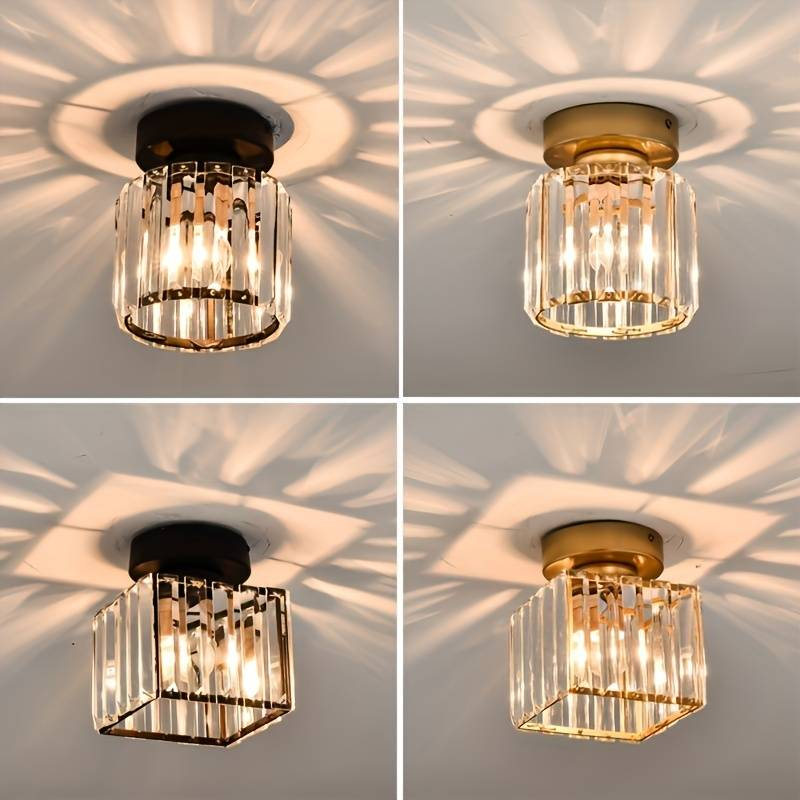 Modern Crystal Ceiling Light - CrystalGlow-Black-Square-The Livary