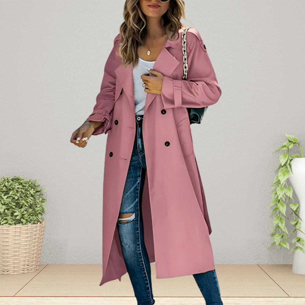 Elegant women's trench coat for the transitional period – Isabelle-Pink-S-The Livary