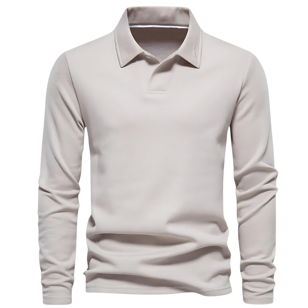 Men's Polo Long Sleeves - Vince-Beige-S-The Livary