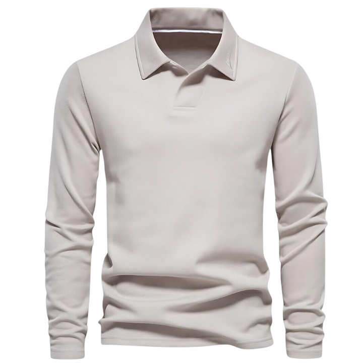 Men's Polo Long Sleeves - Vince-Beige-S-The Livary