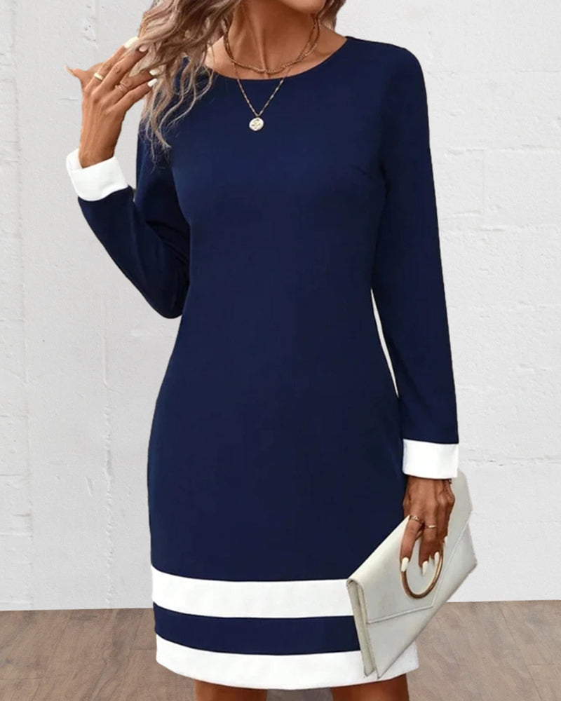 Elegant Dark Blue Women's Dress with Classic Silhouette – Aurelia-S-The Livary