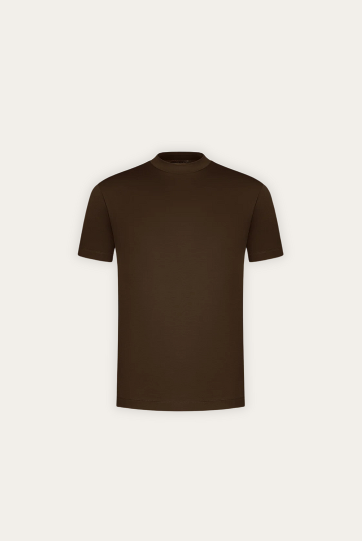 Stylish men's t-shirt made of mercerised cotton – Dario-Brown-XS-The Livary