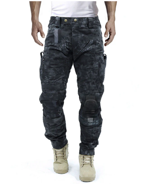 Functional Men's Cargo Trousers with Knee Protection – Bram-Black B-S-The Livary