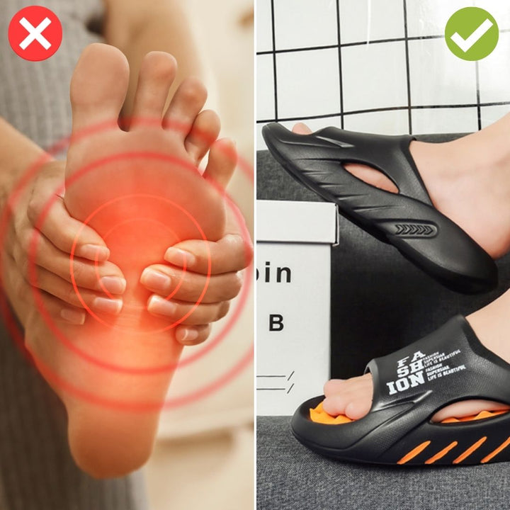 Orthopaedic massage slippers with nubs for ladies & gentlemen – Vitalis-Black-5-6-The Livary
