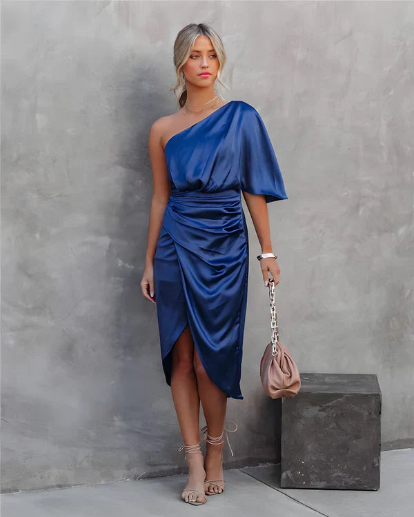 Trendy Silk Party Dress - Celina-Blue-XS-The Livary