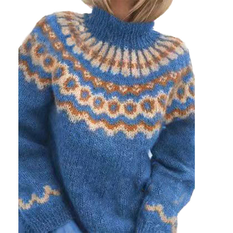 Retro Knitted Women's Sweater - Eloise-Dark blue-XS-The Livary