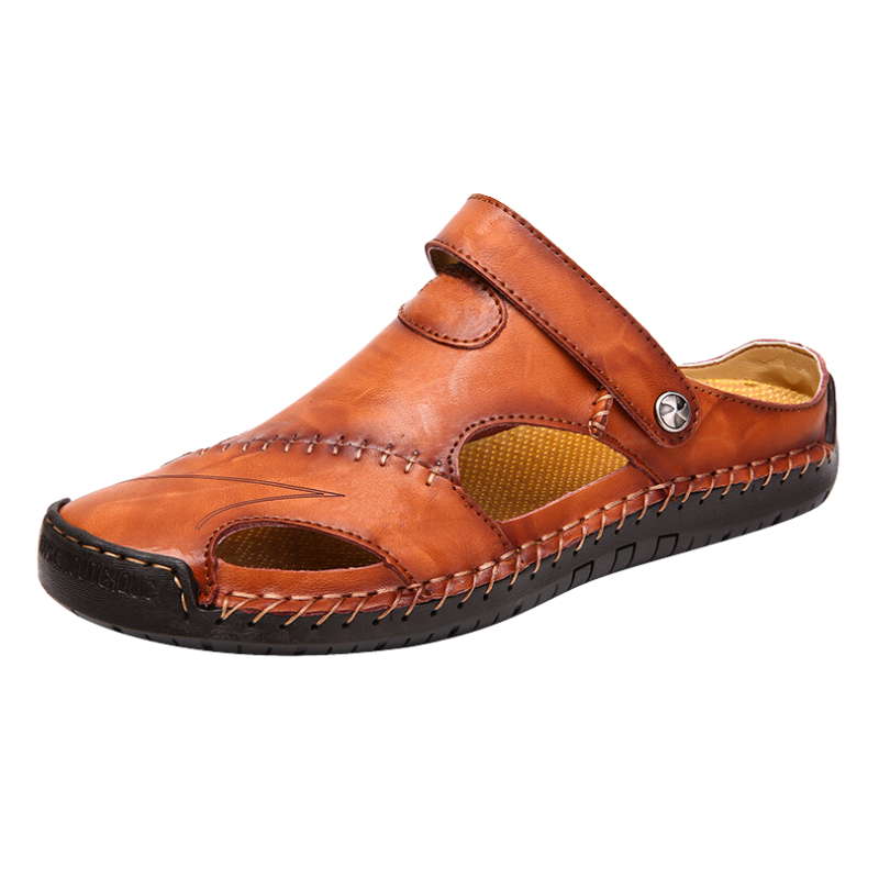 Orthopaedic men's leather sandals - Marco-Brown-6-The Livary