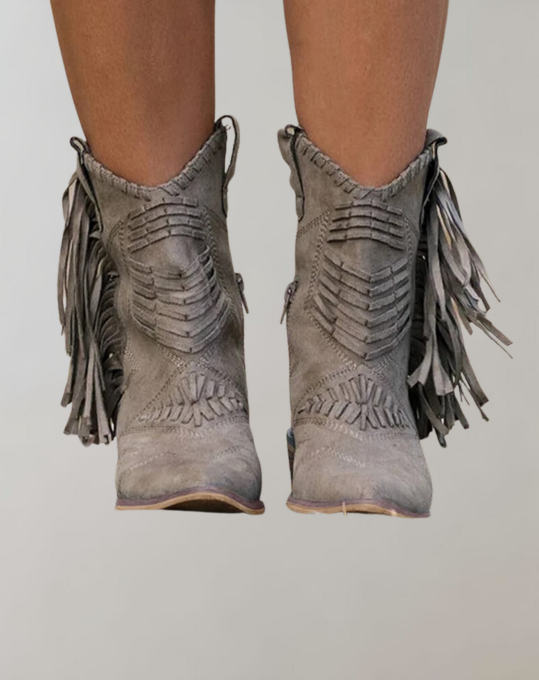Stylish Women's Boots with Tassels - Selena-Grey-2.5-The Livary