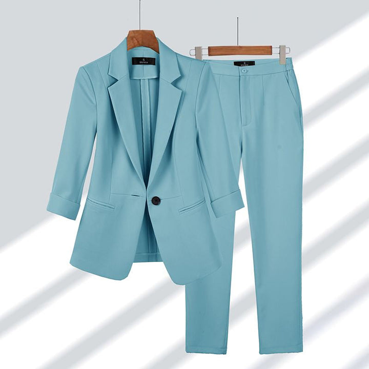 2-piece Women's Suit with Blazer and Trousers - Olivia-Blue-M-The Livary