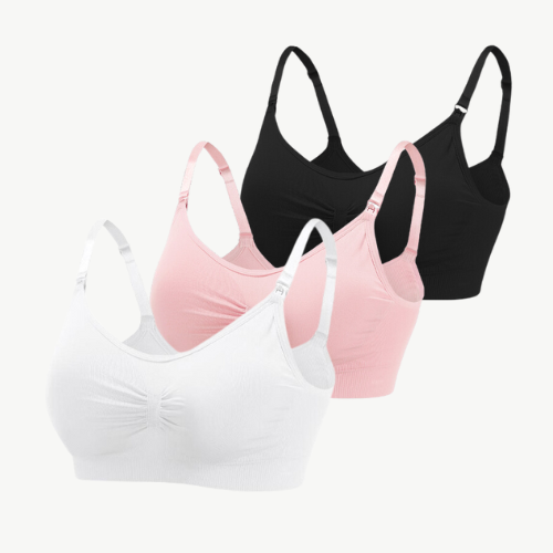 Comfortable Nursing Bra (Set of 3) – NurtureFit-White Pink Black-M-The Livary