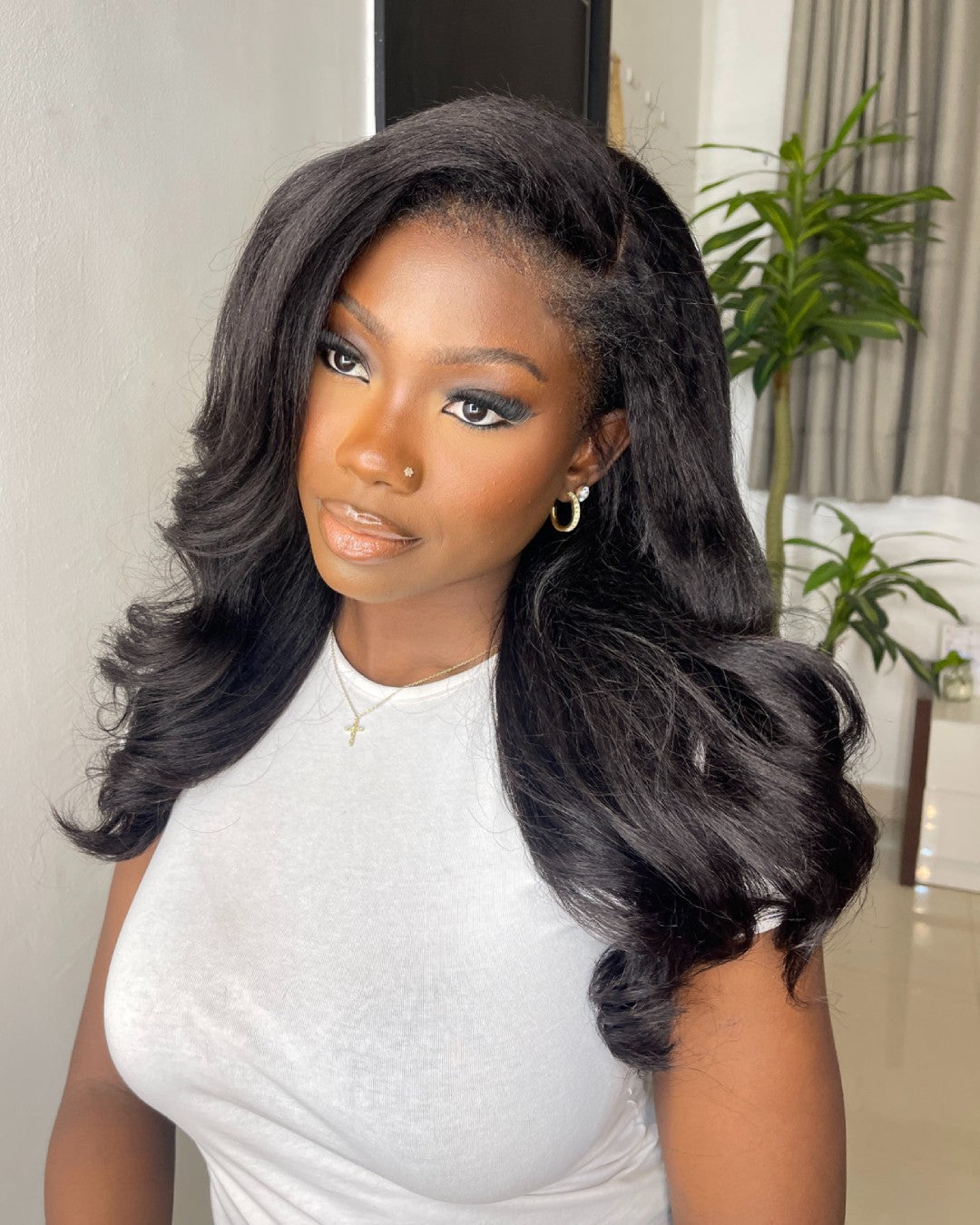 Black HD Lace Wig with Body Wave & Curly Edges – Amara-The Livary
