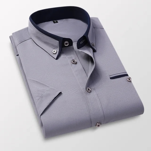 Men's Short Sleeve Shirt - Victor-Grey-M-The Livary