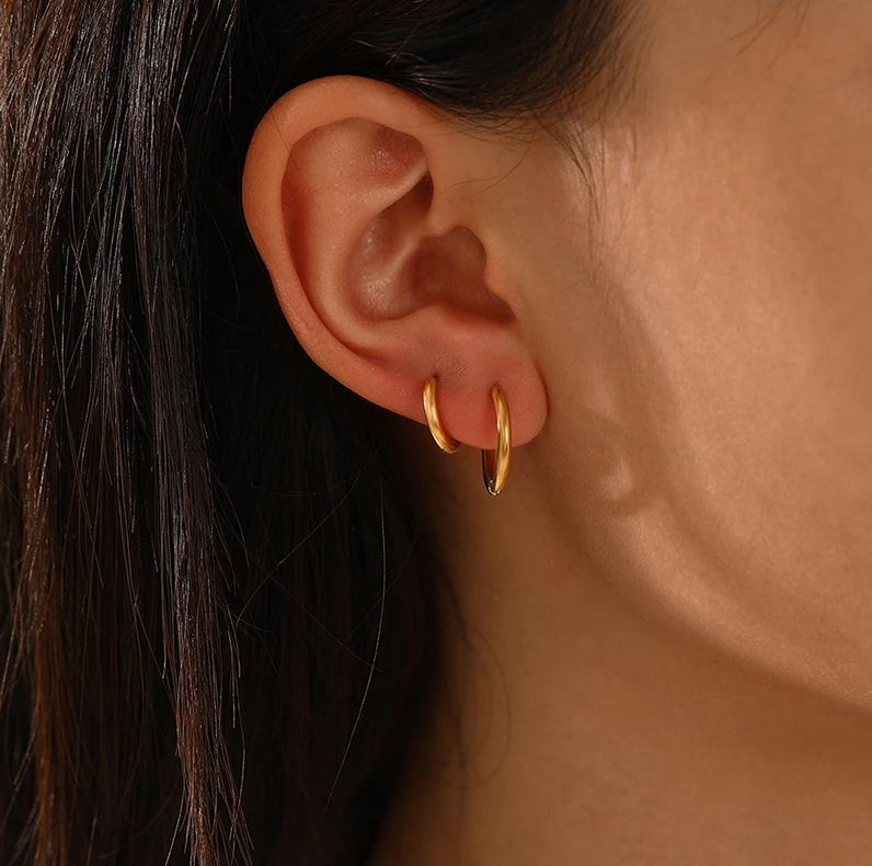 Refined Hoop Earrings - Sophia-Gold-0.31 in-The Livary
