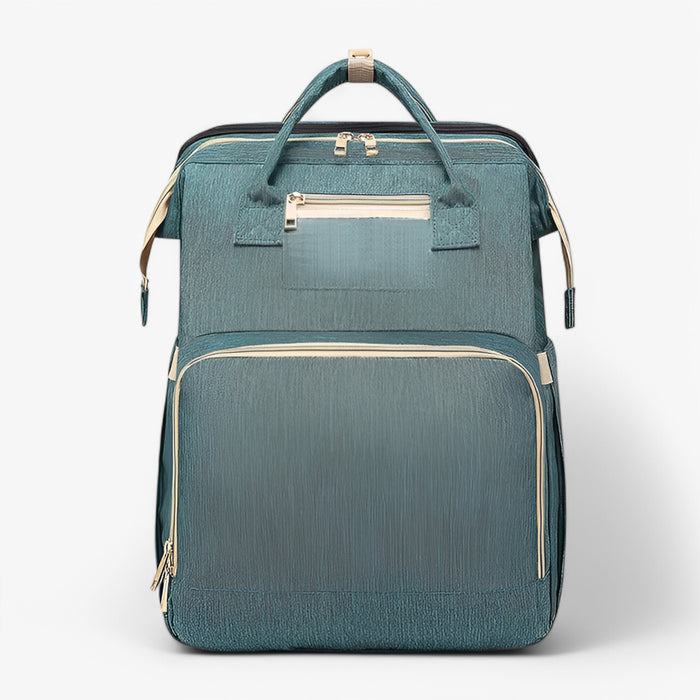 Multi-Functional Changing Bag with Pull-Out Baby Cot – Noëlle-Green - with ID card slot-The Livary