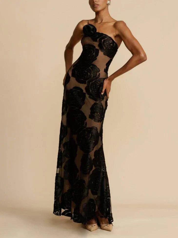 Strapless maxi dress with jacquard pattern – Maila-S-The Livary