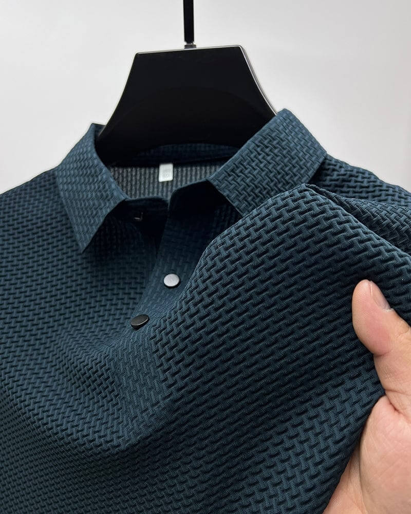 Men's Polo Shirt in Breathable Mesh - Matteo-Blue-M-The Livary