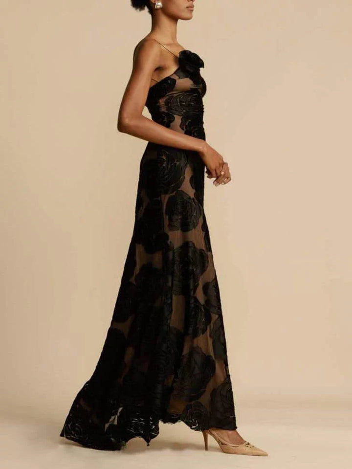 Strapless maxi dress with jacquard pattern – Maila-S-The Livary