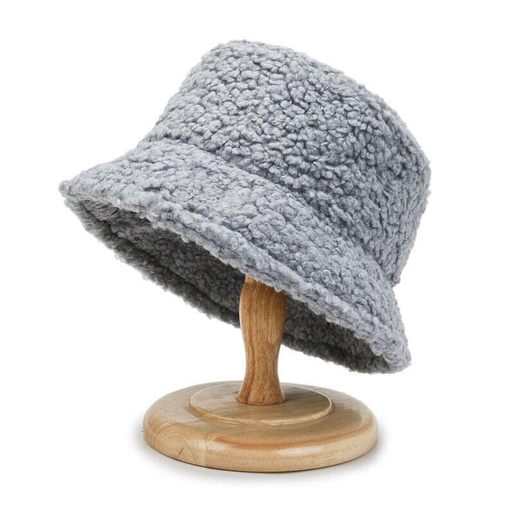 Warm Fashionable Teddy Bucket Hat - Livia-Gray-The Livary