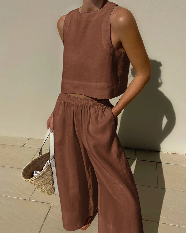 Two-piece women's outfit with skirt & top – Stylish & versatile – Narela-Brown-S-The Livary