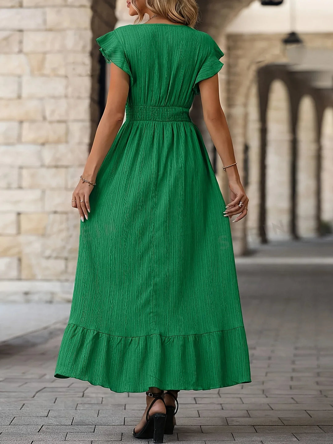 Eloise Ruches Dress | Versatile and Stylish-S-Light green-The Livary