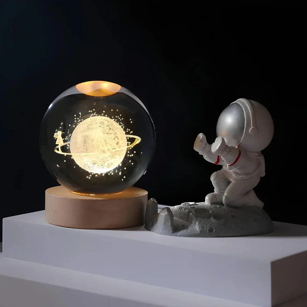 3D Engraved Crystal Sphere - Celestia-Space Traveler-The Livary