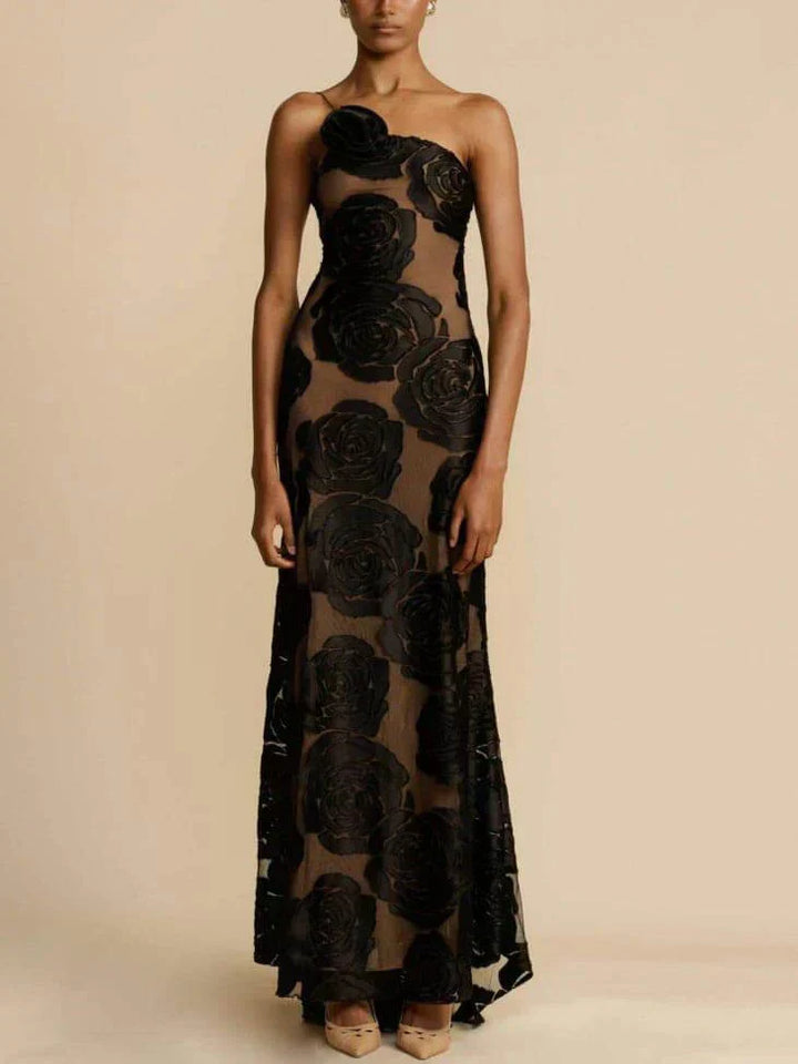 Strapless maxi dress with jacquard pattern – Maila-S-The Livary