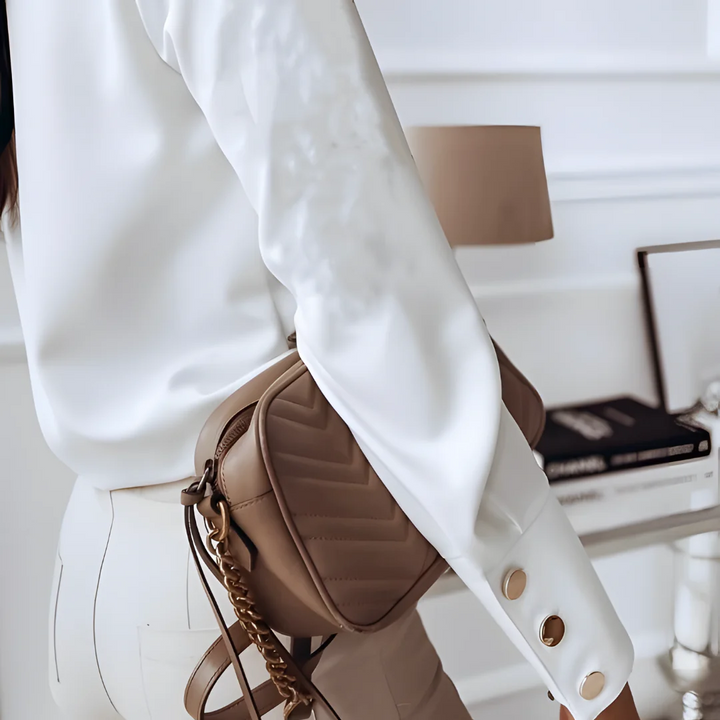 Stylish women's shirt with button placket & classic collar – Norea-White-S-The Livary