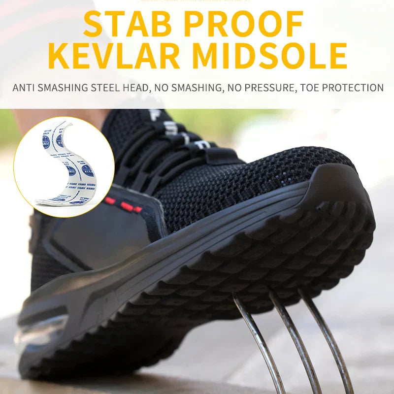 Ultralight Safety Shoes with Steel Toe - SteelFlex One-Black-4-The Livary