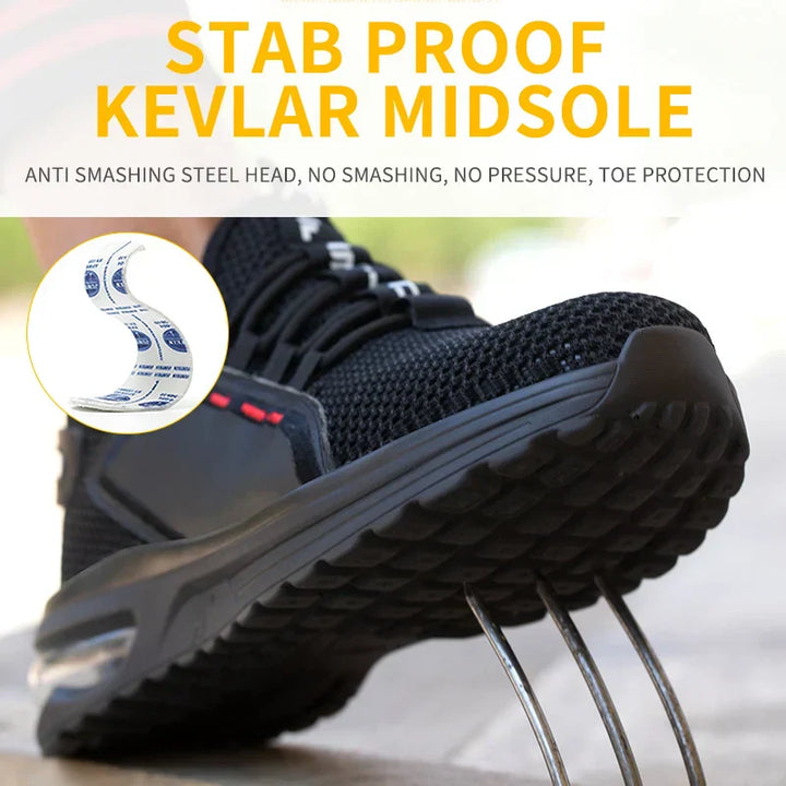 Ultralight Safety Shoes with Steel Toe - SteelFlex One-Black-4-The Livary
