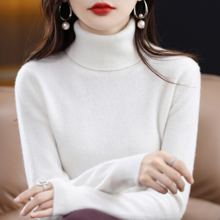 Luxury Cashmere Ladies Turtleneck - Elena-White-S-The Livary