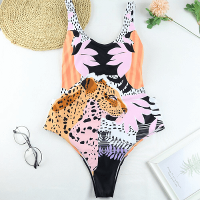 Stylish one-piece swimsuit with animal print for women - WildWelle-Leopard-S-The Livary