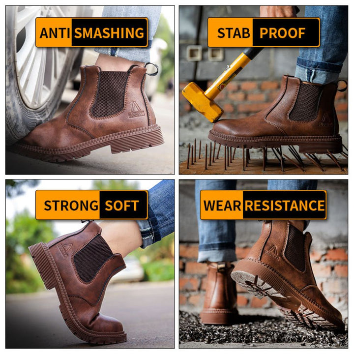 Waterproof Leather Work Boots - Sigvard-Camel-6.5-The Livary