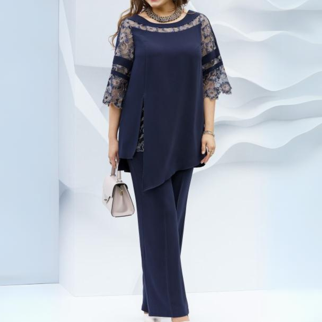 Two-piece ladies' set in dark blue – Isaline-XS-The Livary