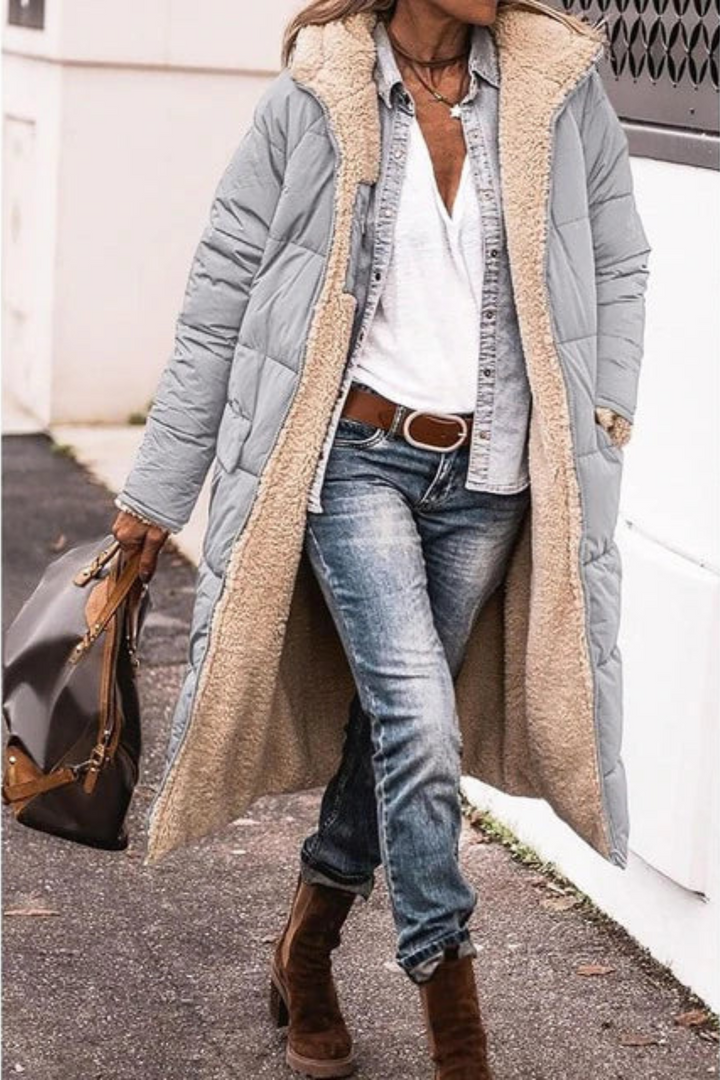 Trendy Double-Sided Ladies Winter Coat - Sofia-Grey-S-The Livary